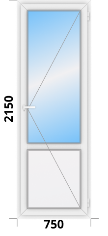 Пластиковая балконная дверь Rehau Termo design с глухим низом 750x2150